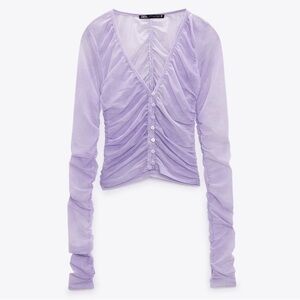Zara Lavender Ruched Long Sleeve Top